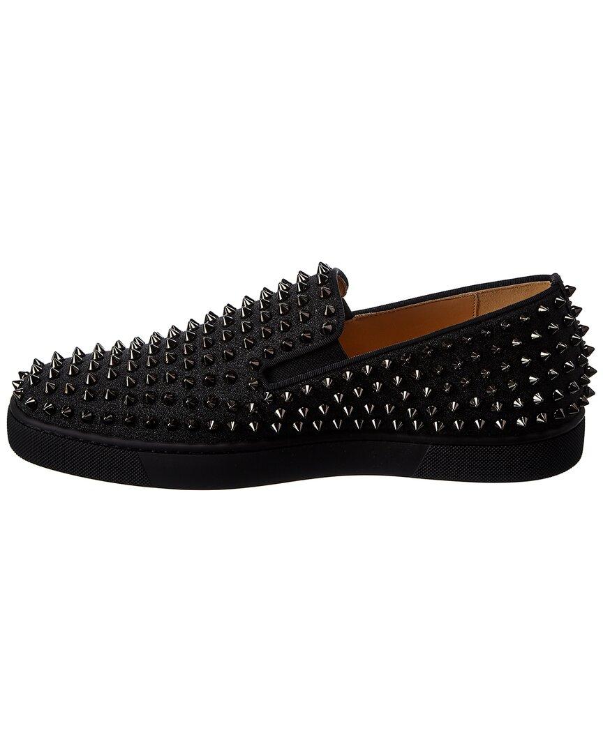 Christian Louboutin Roller Boat Spiked Leather Sneaker in Black
