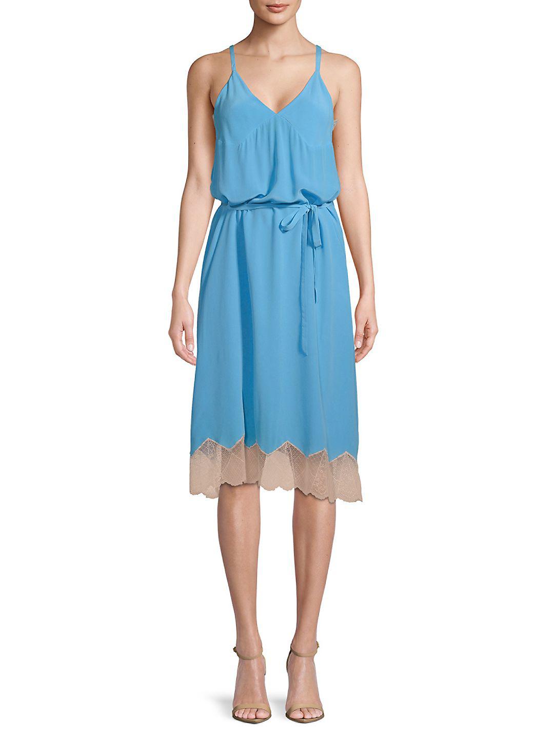 Zadig & Voltaire Cage V-neck Silk Dress in Blue | Lyst