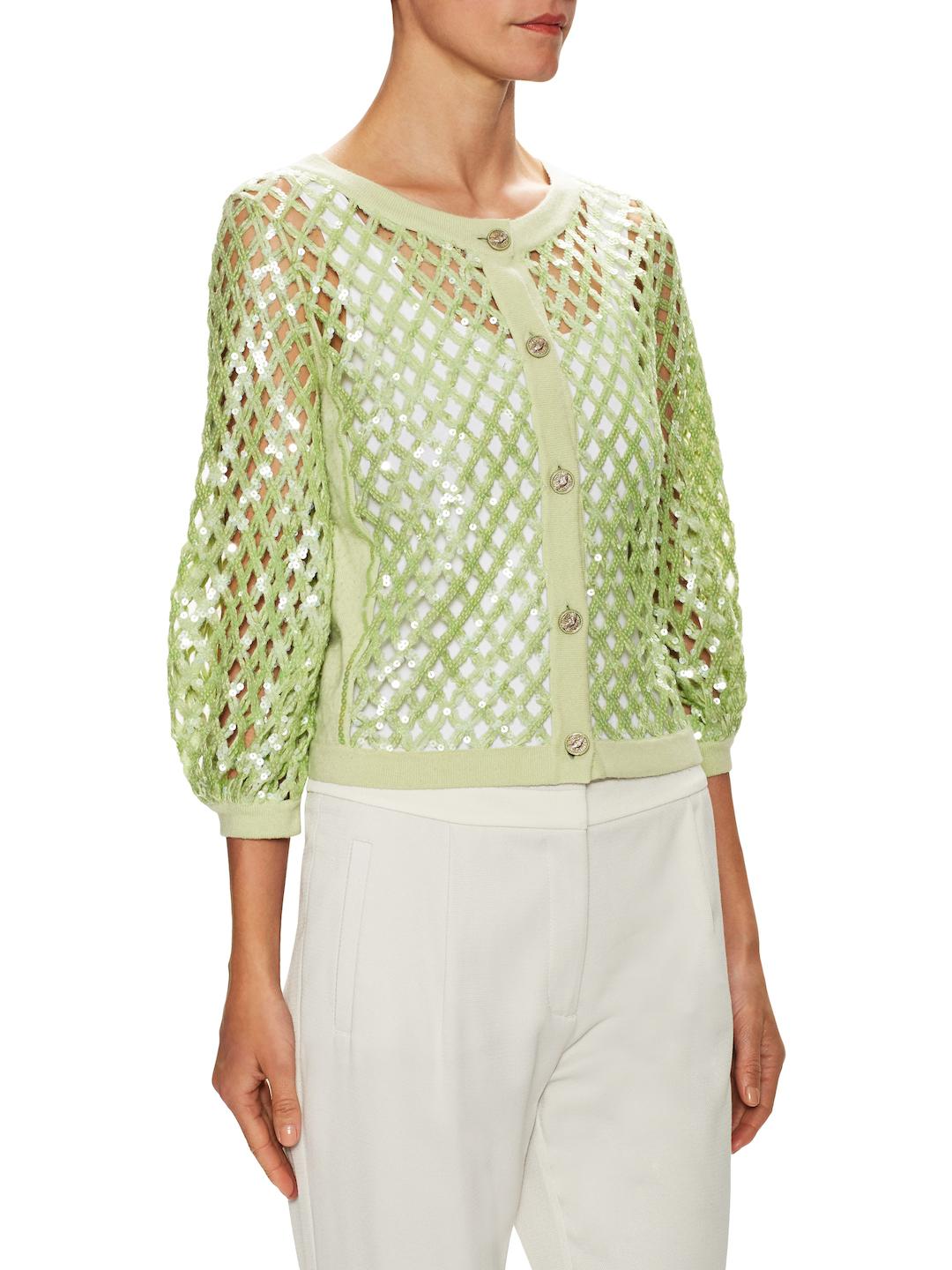 Chanel Vintage Cashmere Sequin Cardigan in Green | Lyst Canada