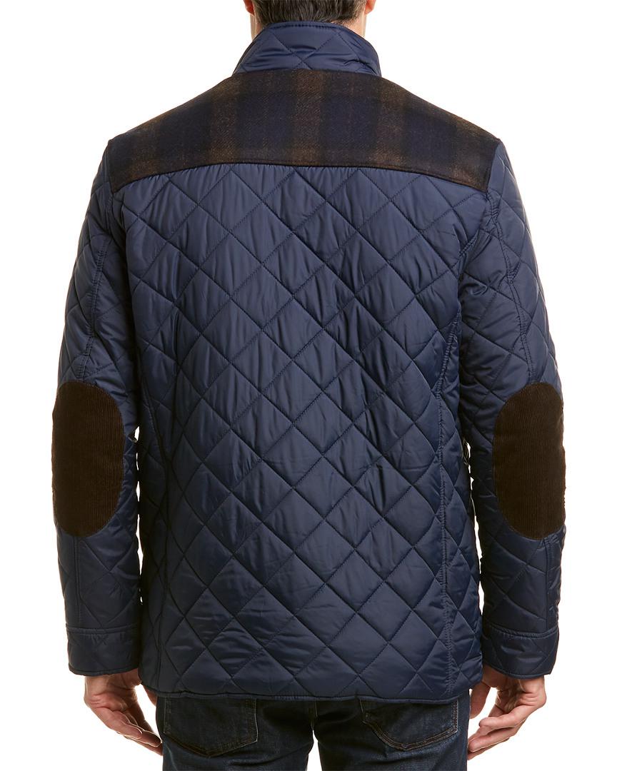 mens quilted jacket with shoulder patch
