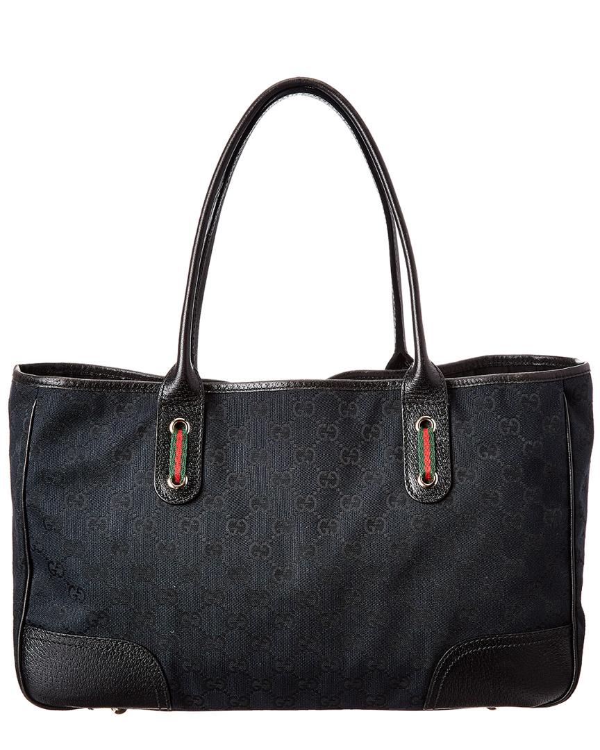 Gucci Black GG Canvas & Leather Princy Tote | Lyst