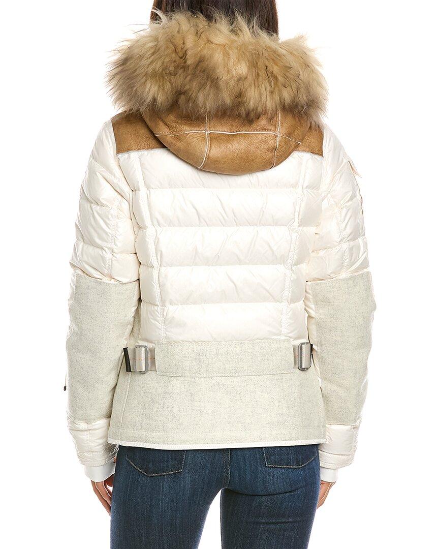 Parajumpers Tanisha Leather trim Down Jacket in Natural Lyst