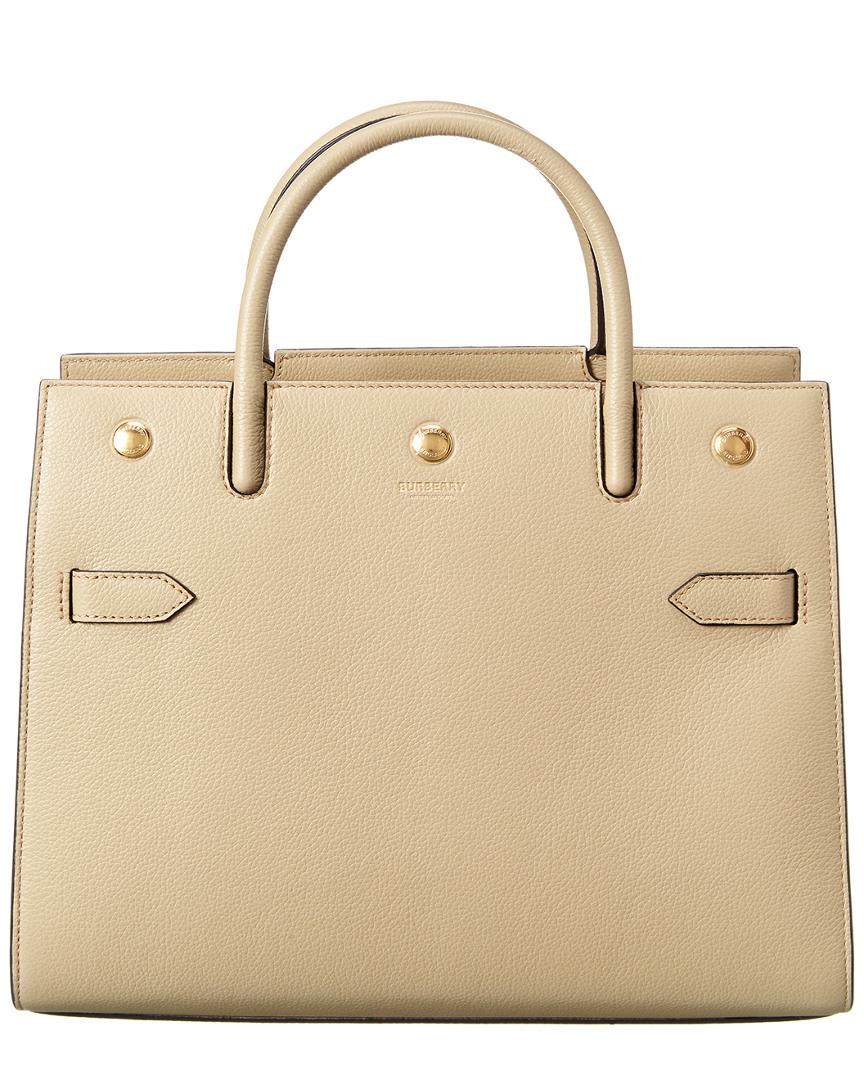 Burberry Medium Title Leather Satchel in Natural | Lyst