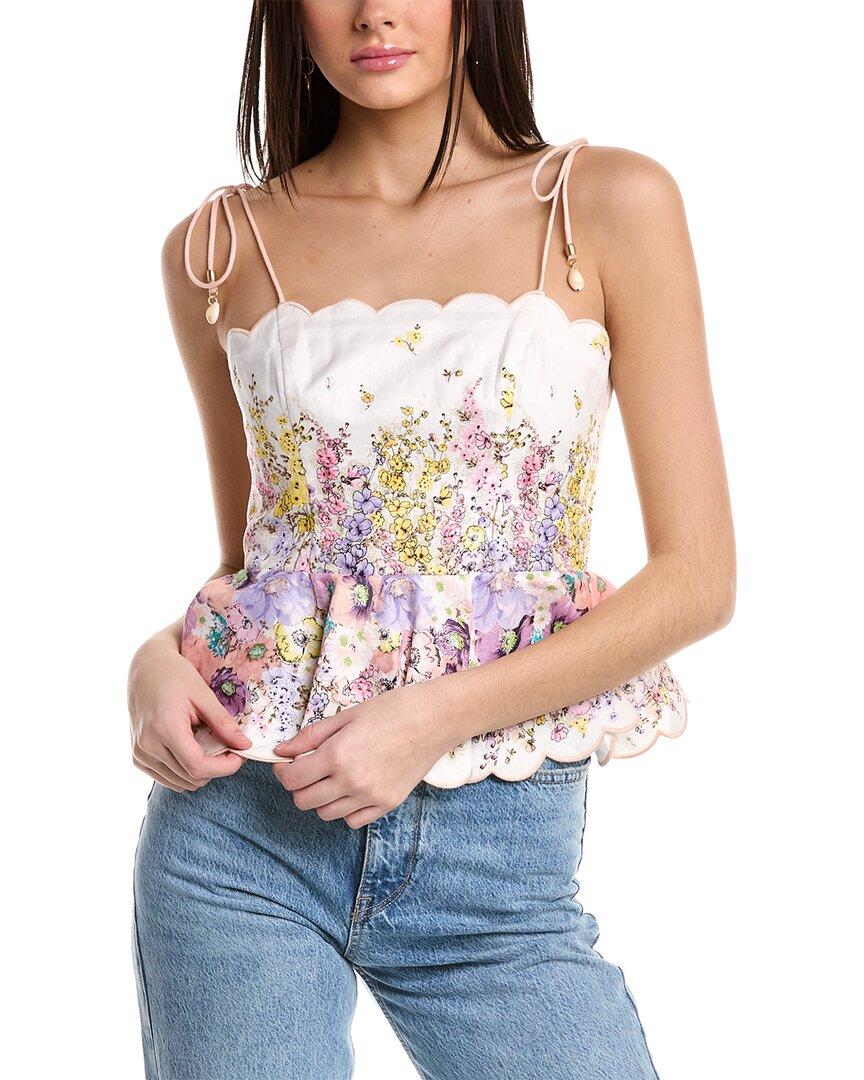 Zimmermann Jude Linen Scallop Top in Blue | Lyst UK