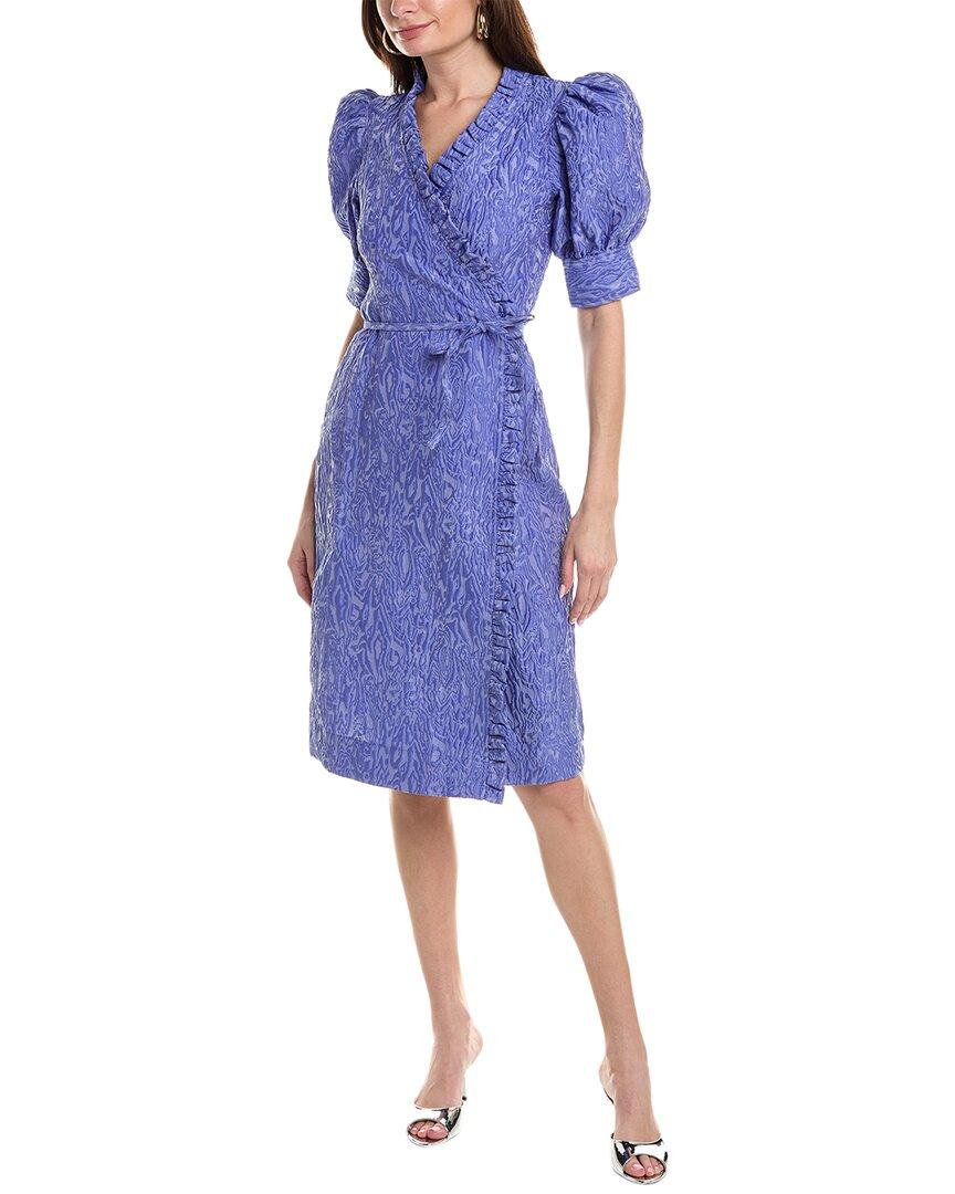 3d jacquard ruffle midi dress Brilliant Blue 3D Jacquard Ruffle Midi Dress