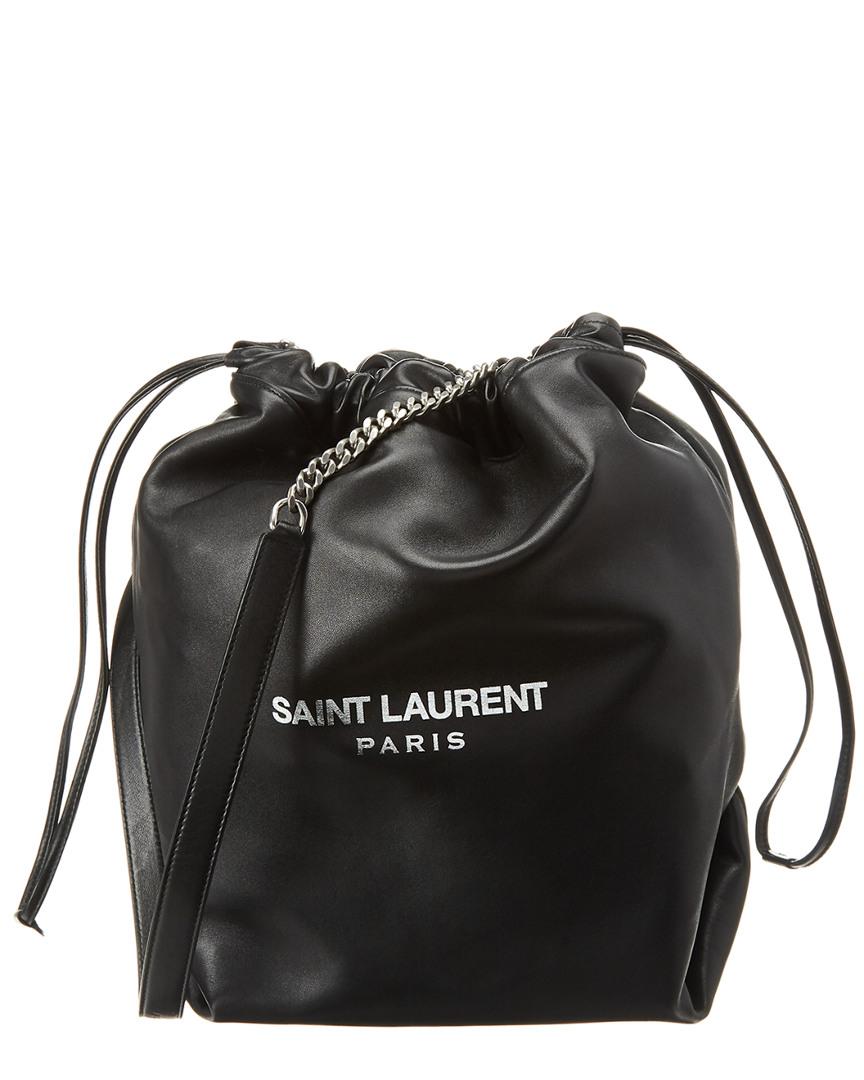 Lyst Saint Laurent Teddy Leather Bucket Bag in Black Save 17.
