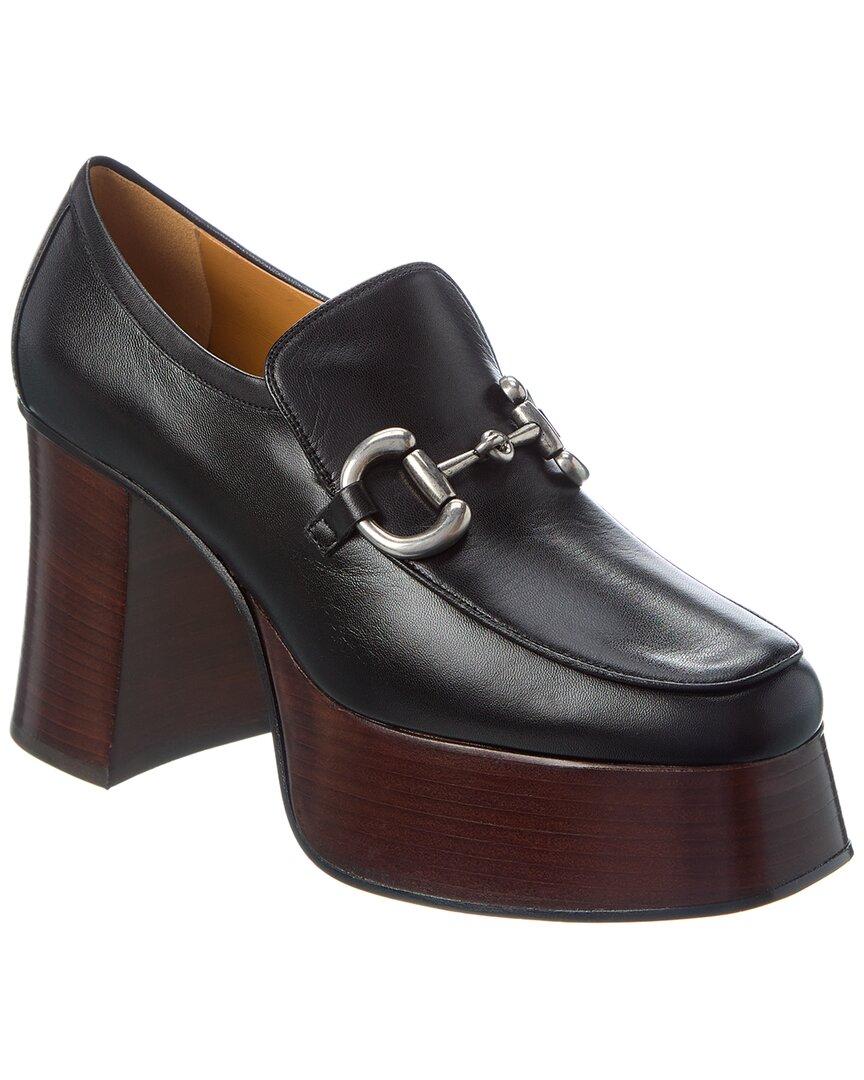 Gucci Horsebit Leather Platform Loafer in Black | Lyst
