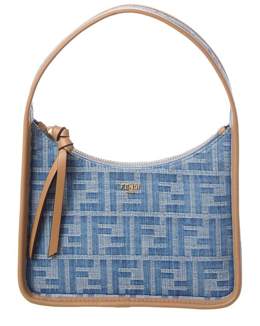 Fendi Fendessence Mini Ff Denim & Leather Hobo Bag in Blue | Lyst