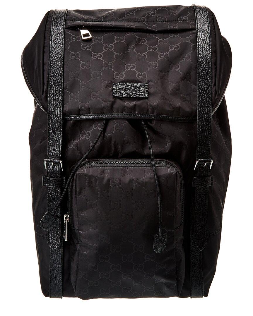 Gucci GG Nylon & Leather Backpack in Black for Men