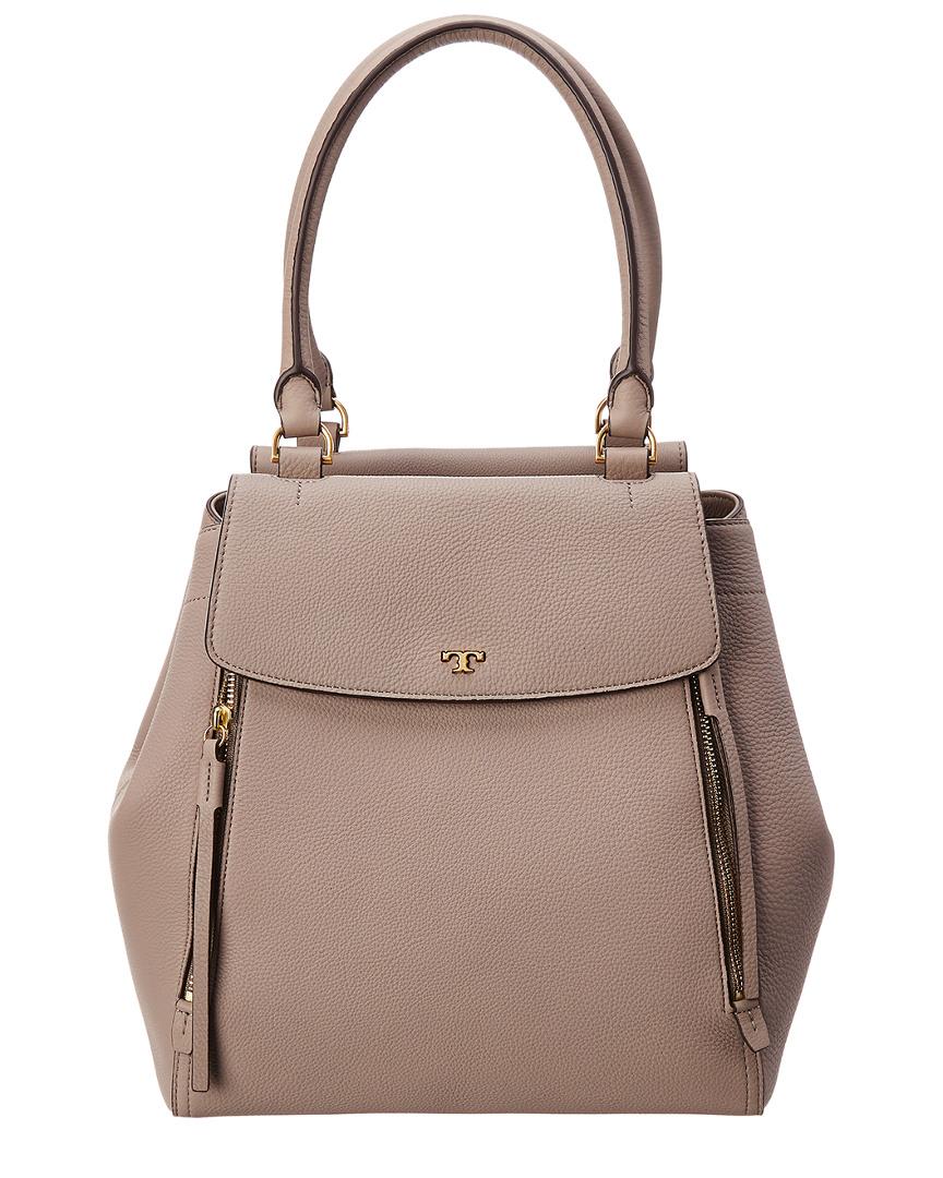 tory burch half moon leather tote