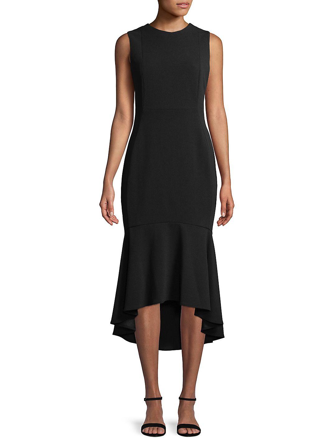 Calvin Klein Sleeveless Ruffle-hem Midi Dress in Black - Lyst