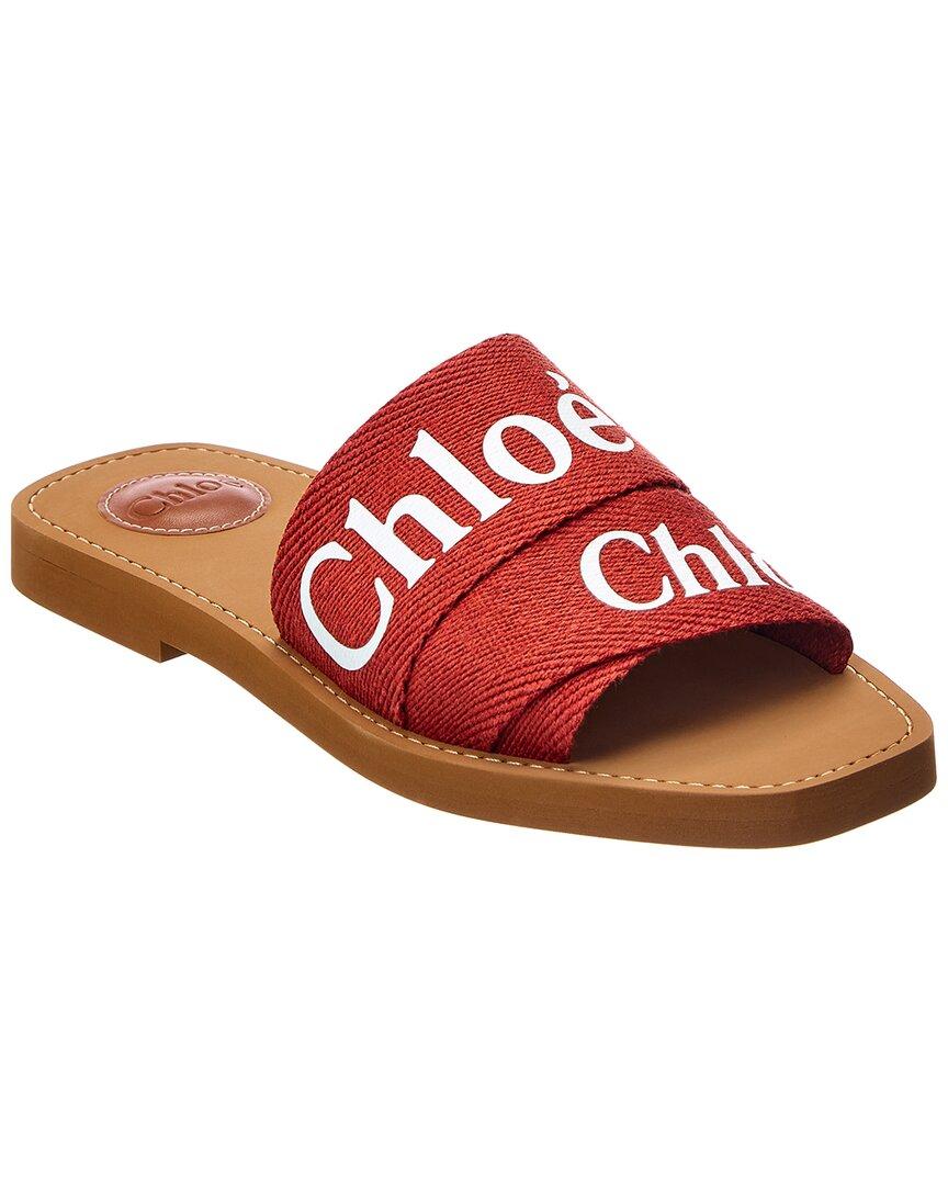 Chloé Woody Logo Canvas Slide in Red | Lyst