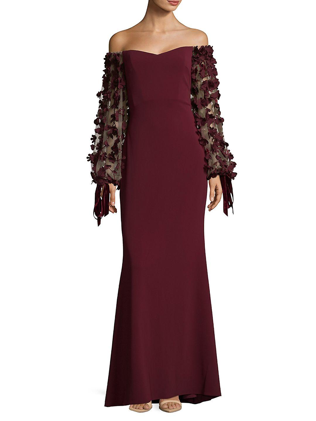 badgley mischka off the shoulder dress