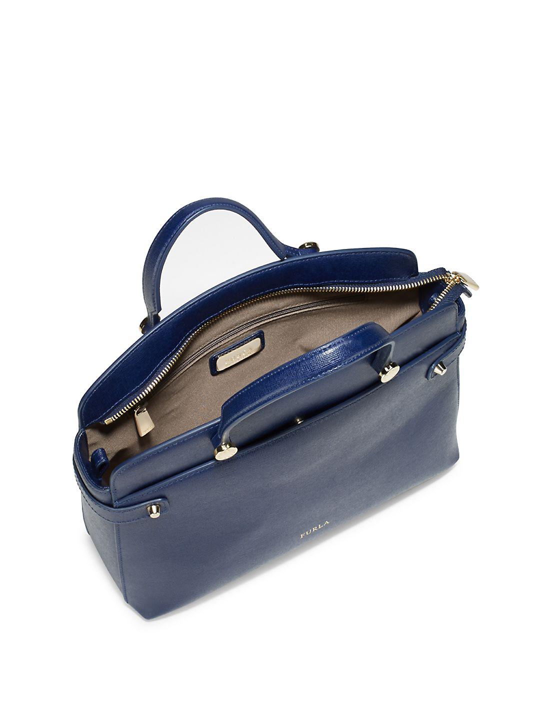 Leather tote Furla Blue in Leather - 26047392