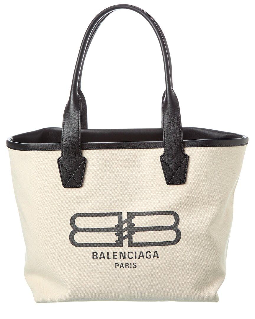 Balenciaga Jumbo Canvas & Leather Tote in Black | Lyst