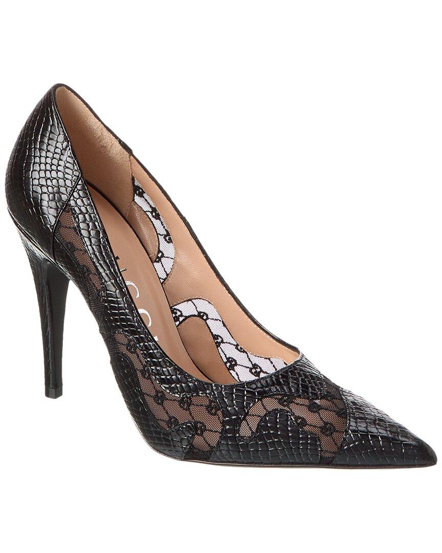 Gucci Logo Pythonembossed Leather & Mesh Pump in Metallic Lyst