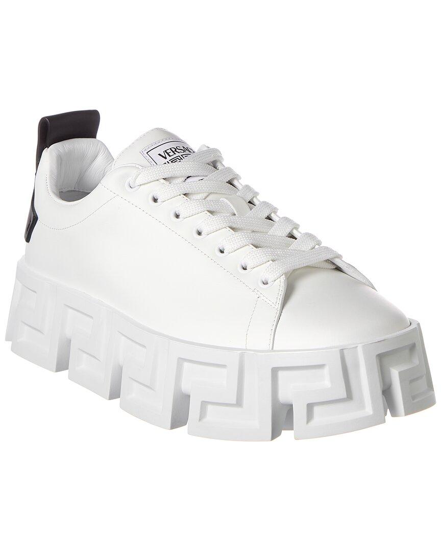 Versace Greca Labyrinth Leather Platform Sneaker in White | Lyst