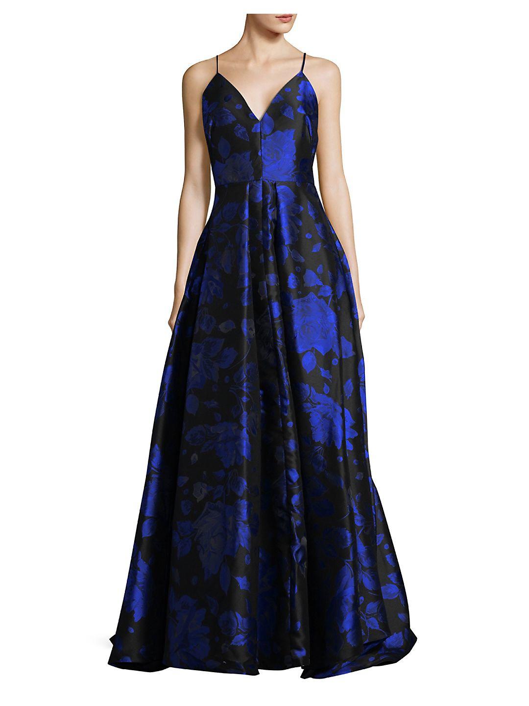 Calvin Klein Floral Jacquard Ball Gown in Blue | Lyst