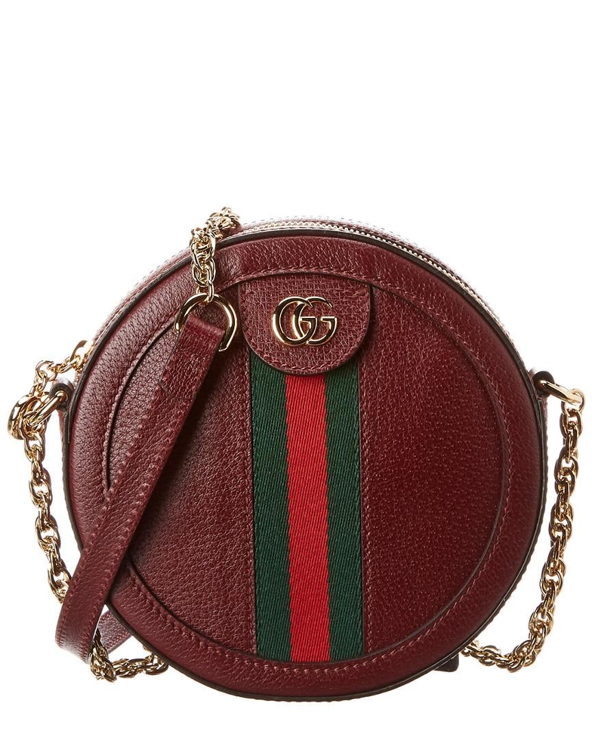 Gucci Ophidia Mini Round Leather Shoulder Bag in Red | Lyst