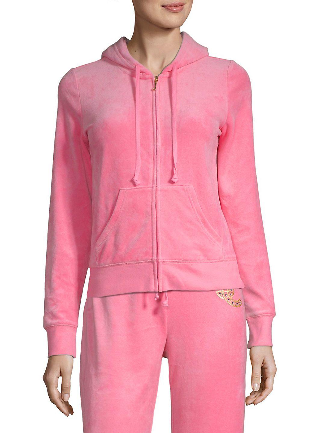 Juicy Couture Cotton Velour Track Jacket in Pink - Lyst