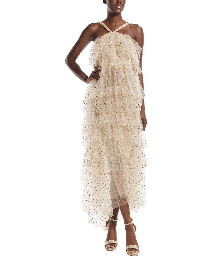 monique lhuillier tiered pleated dress ML Monique Lhuillier Helena Strapless Pleated Maxi Dress