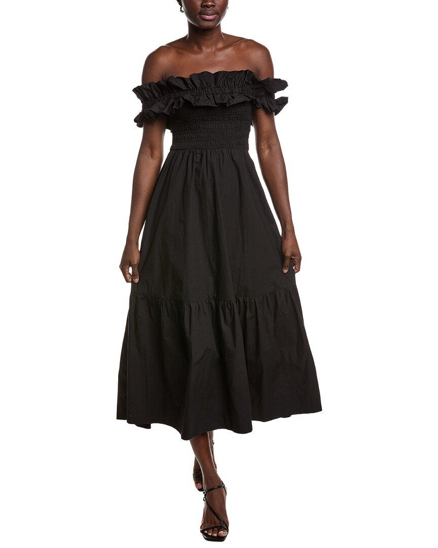 white christmas dresses Ganni Black Cotton Poplin Long Smock Dress – Shop at the Mix main image 1