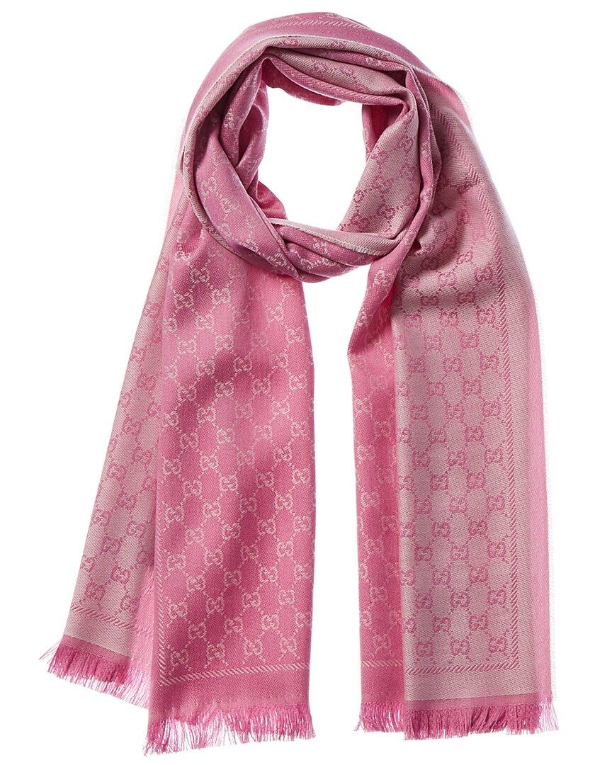 GG Silk And Wool Jacquard Scarf in Pink - Gucci