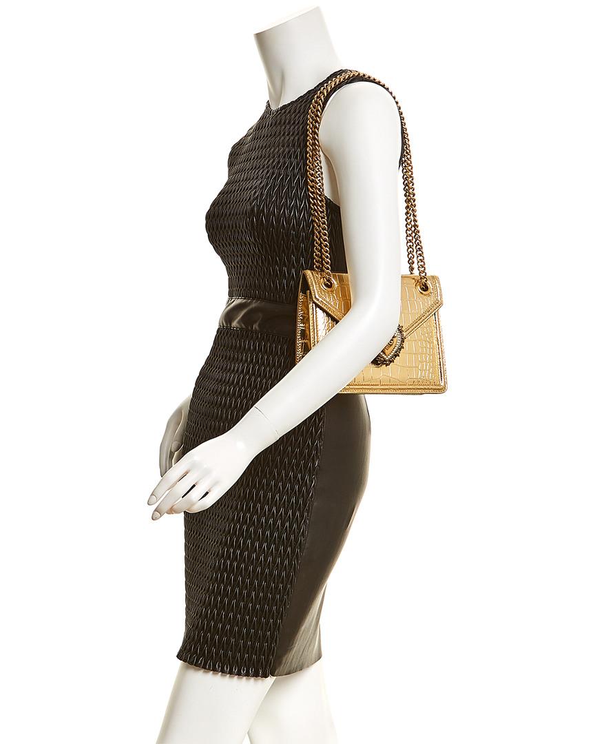 Laminated Lizard Embossed Eco Leather Divina Mini Shoulder Bag