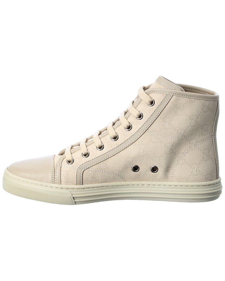 Gucci GG Canvas & Leather High-top Sneaker in Natural | Lyst