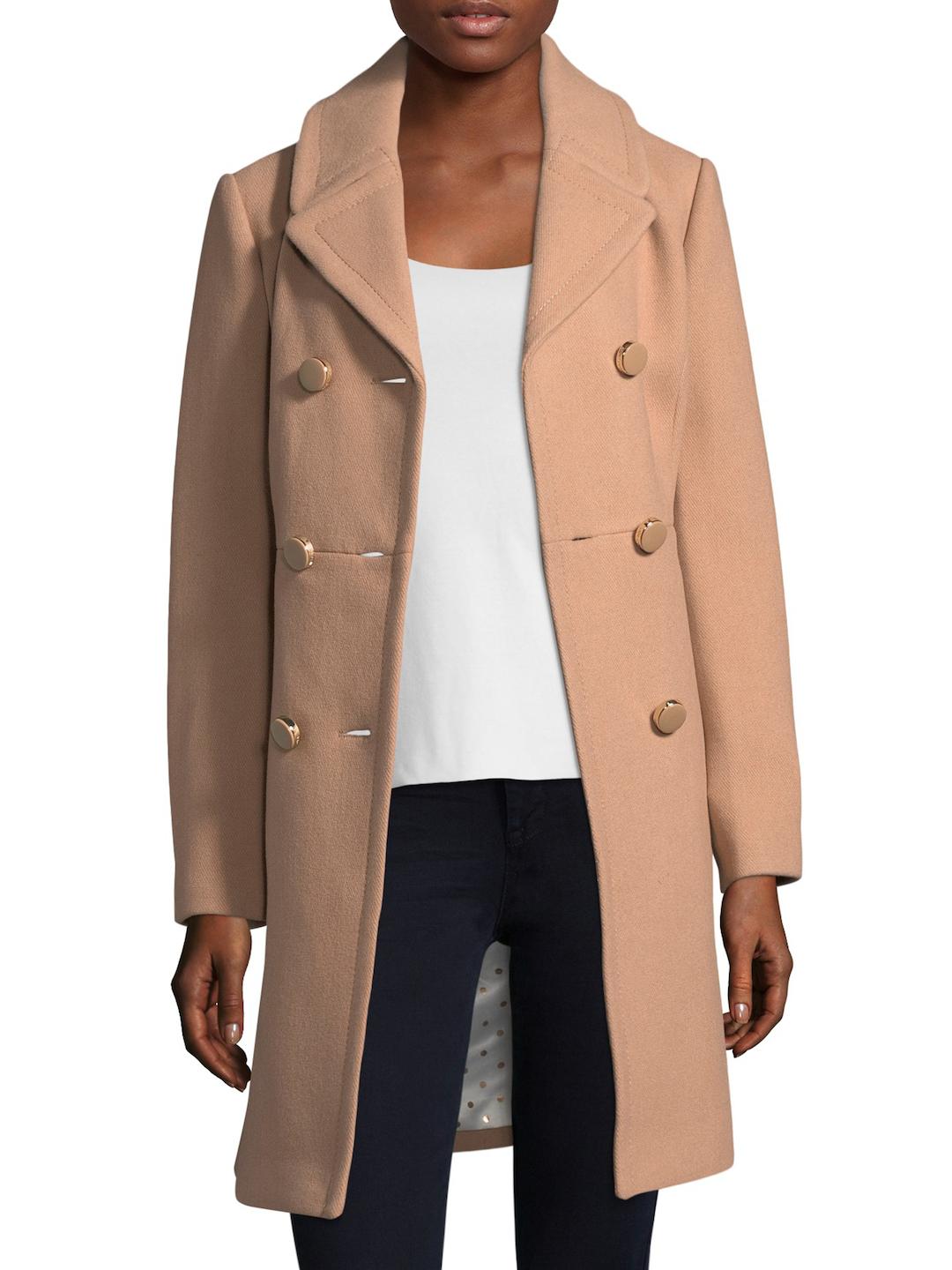 Kate Spade Double-breasted Wool-blend Coat in Natural - Lyst