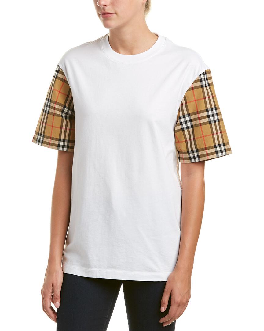 Burberry Vintage Check Oversized T-shirt in White | Lyst