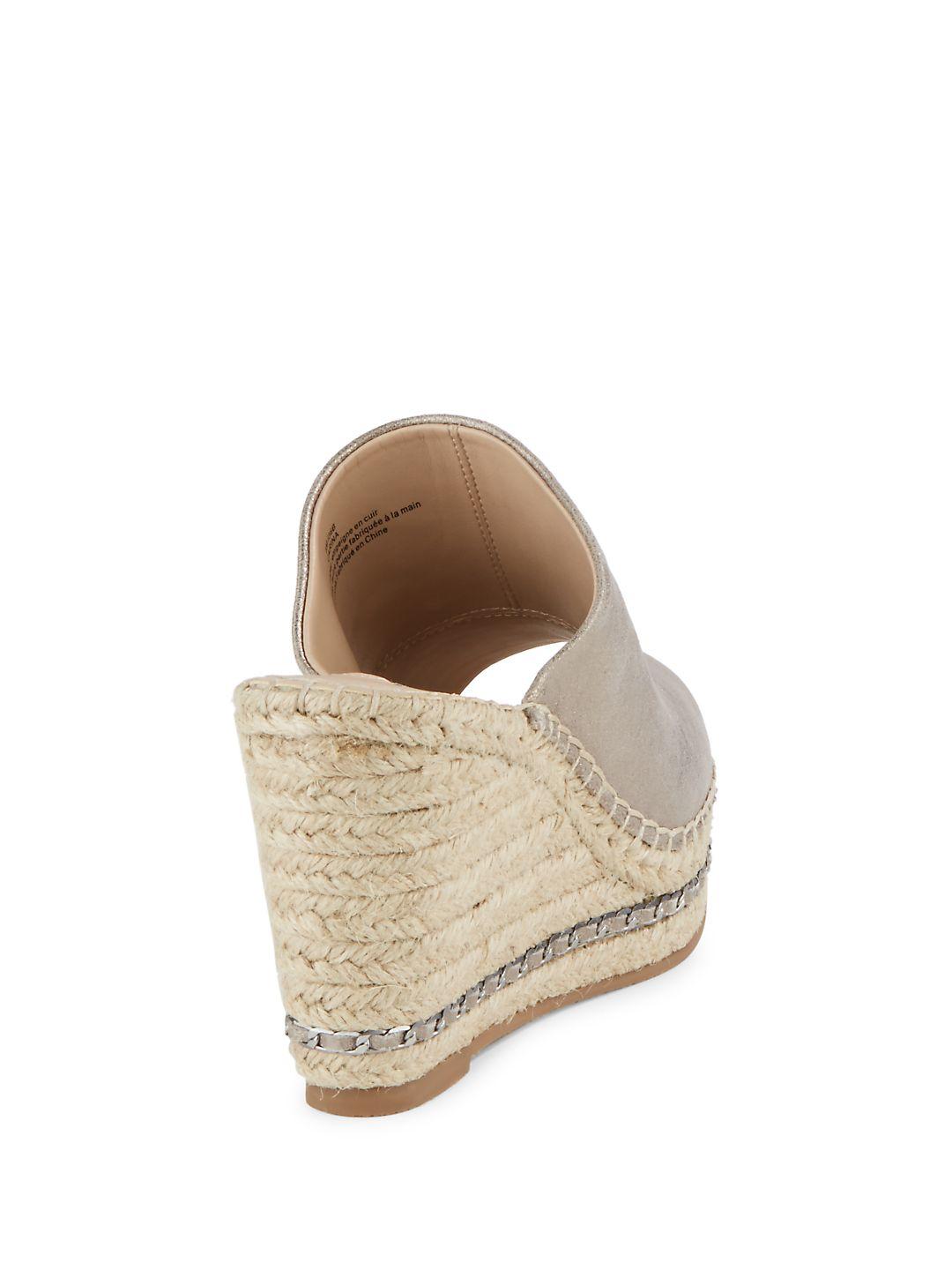 karl lagerfeld paris carin leather espadrille wedge sandals