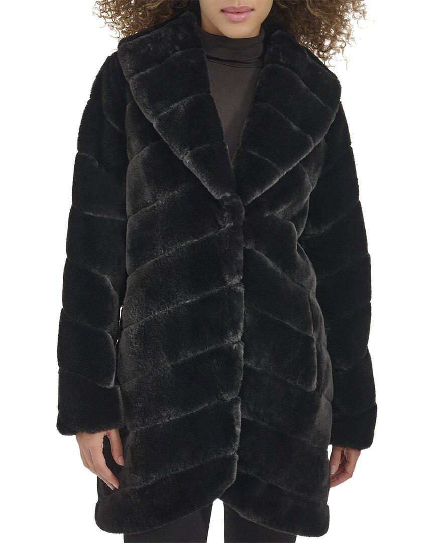Kenneth Cole Grooved Shawl Collar Coat in Black Lyst UK