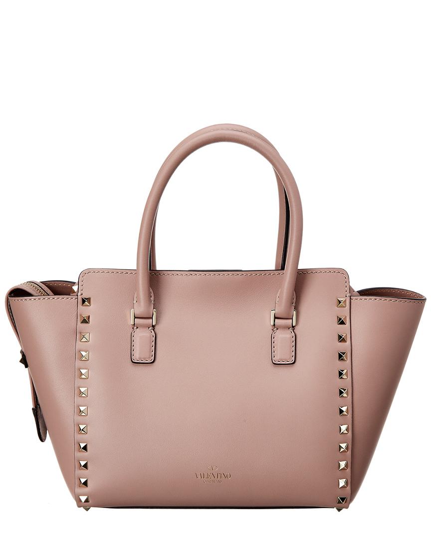 Valentino Rockstud Small Double Handle Leather Tote | Lyst