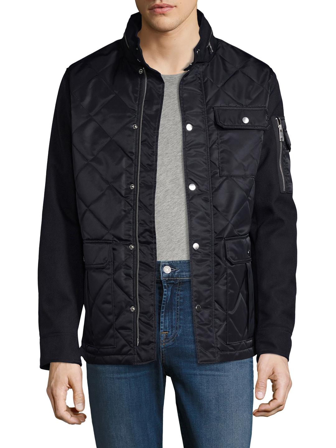 Armani Exchange Quilted Caban Coat in Navy (Blue) for Men - Lyst