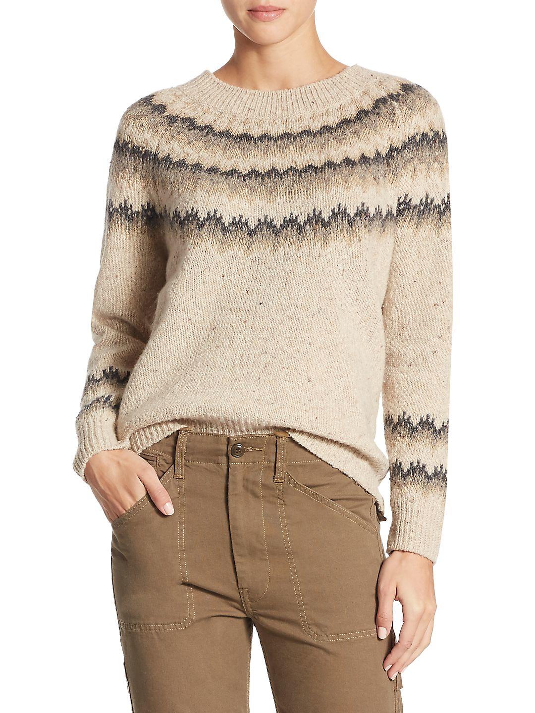 Vince Fair Isle Cashmere Sweater in Oatmeal (Natural) - Lyst