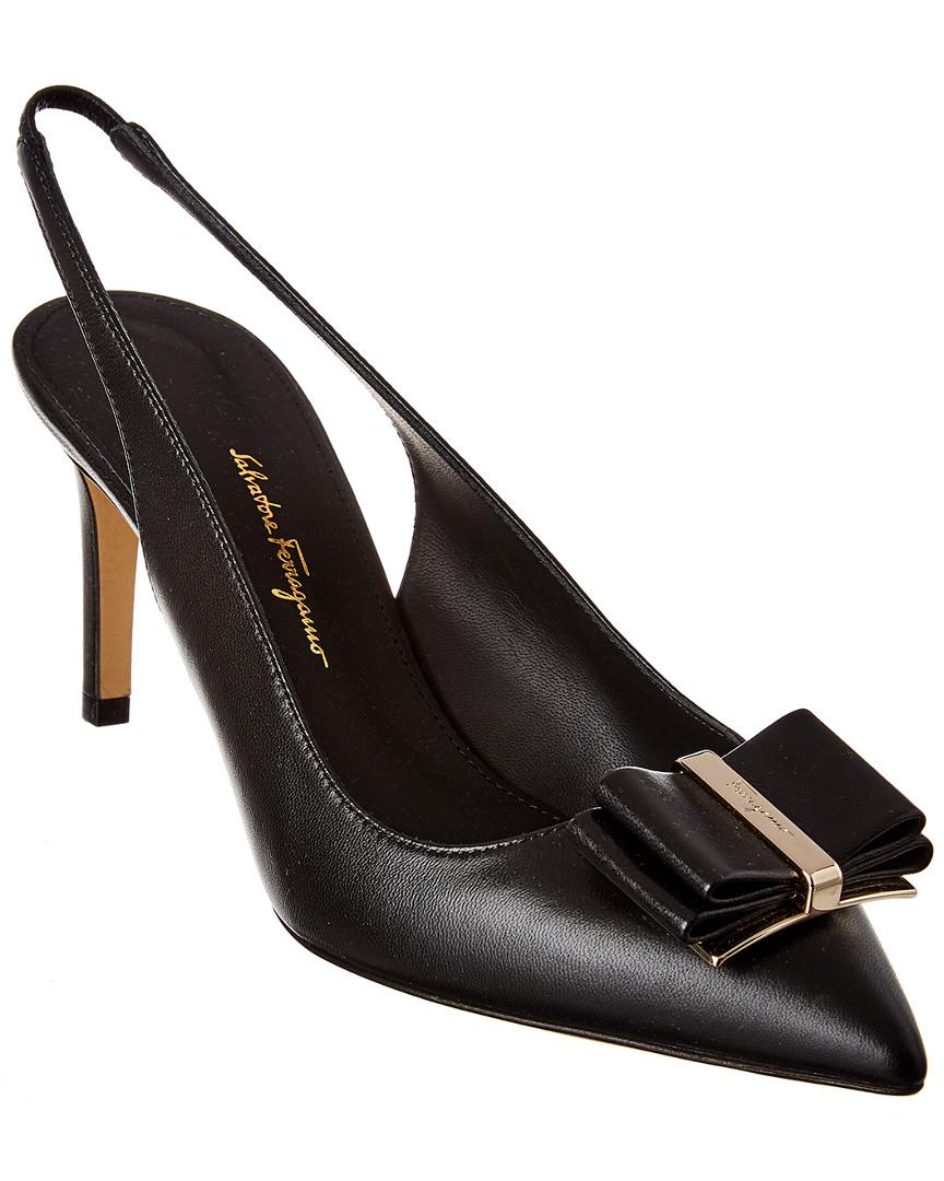 Ferragamo Leather Bow Slingback Pumps in Nero (Black) Save 60 Lyst