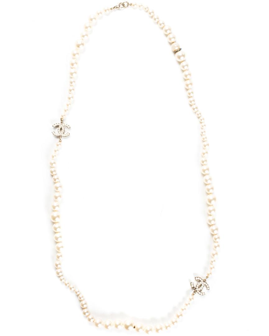 Chanel Gold-tone Faux Pearl Cc Pearl 