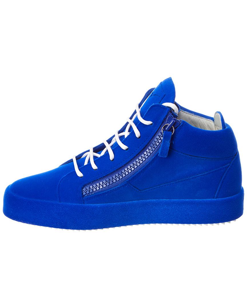 spontan Algebra katastrofe Giuseppe Zanotti The Unfinished Velvet Sneaker in Blue for Men | Lyst