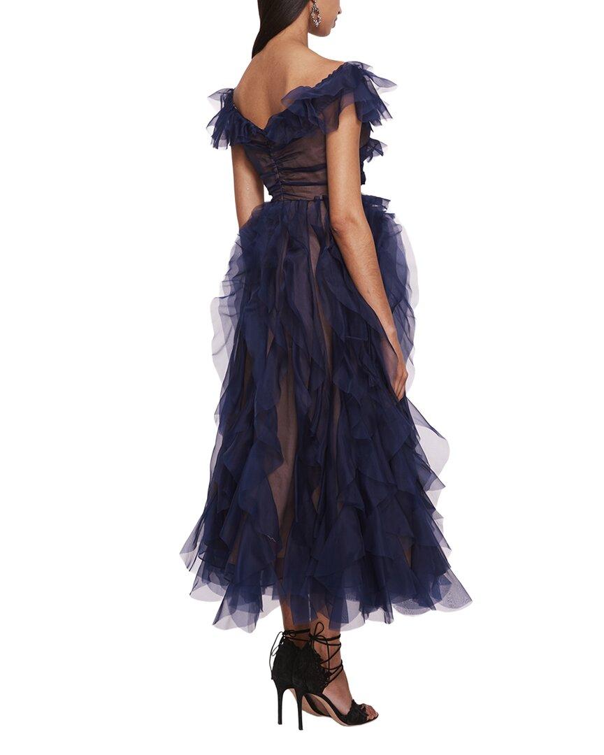 strapless open back dress Marchesa Notte Pleated Column Gown main image 1