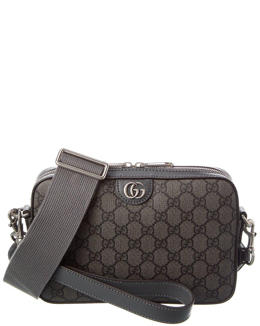 Gucci Men 'Ophidia Gg Media' Black And Grey Tote Bag In Gg Supreme Canvas Man