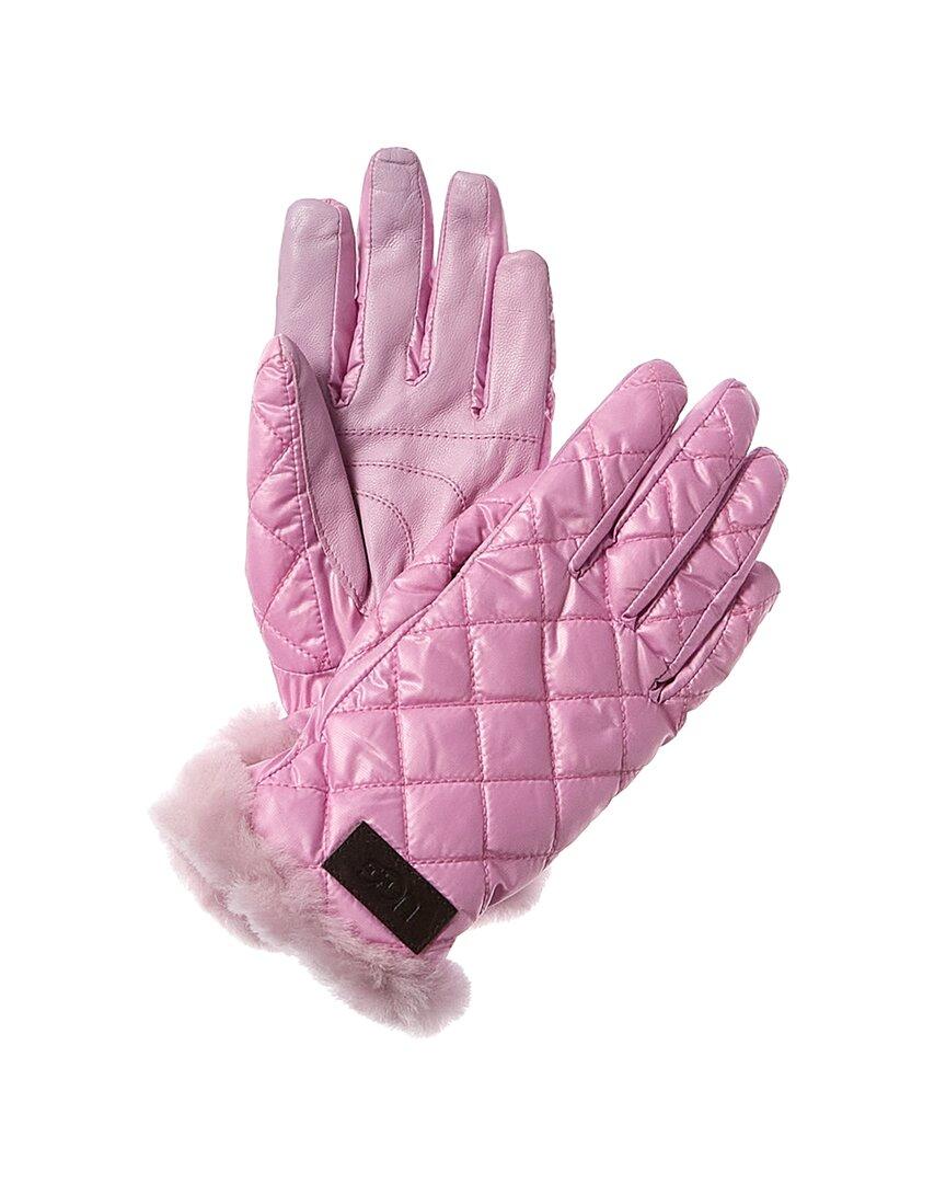 UGG Quilted All Weather Leather Tech Gloves in Pink | Lyst