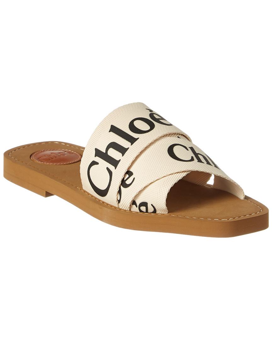 chloé canvas logo sandals