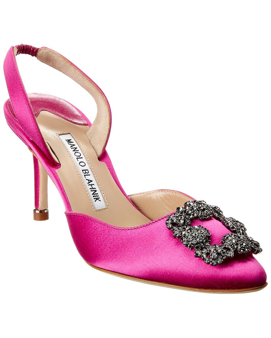 Manolo Blahnik Hangisi 70 Satin Slingback Pump in Pink | Lyst