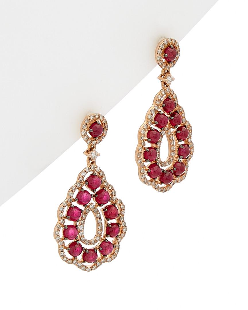 Lyst Diana M 14k Rose Gold 2 63 Ct Tw Diamond Ruby Earrings View Fullscreen