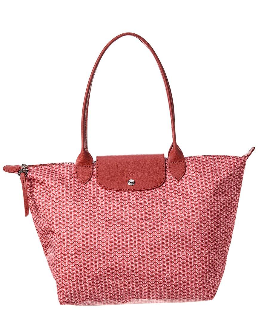 Longchamp Le Pliage Micro Large Nylon Leather Long Handle Tote in Red Lyst