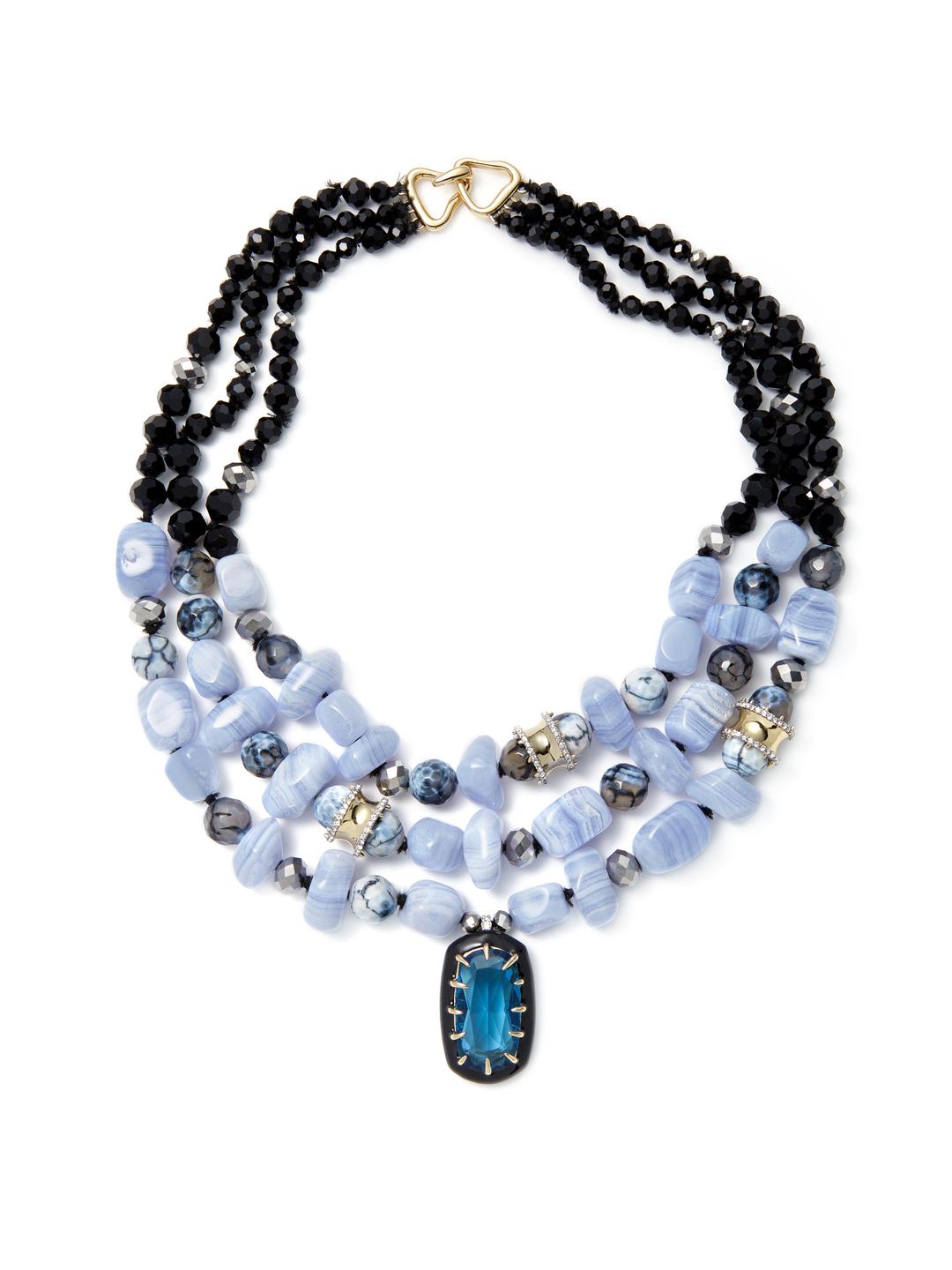 Alexis Bittar Elements Multi Strand Stone Bib Collar Necklace in Blue ...