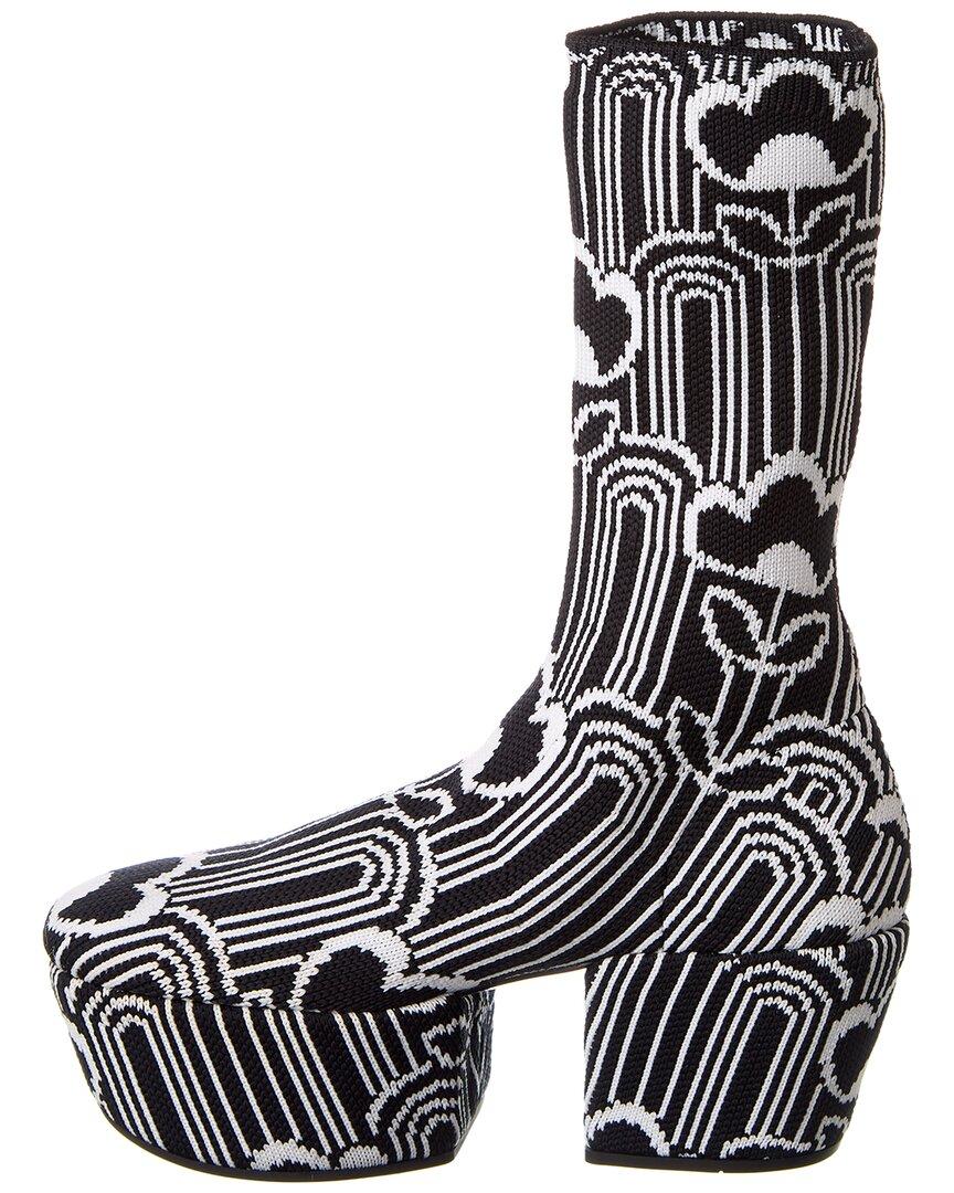 靴 PRADA JACQUARD PLATFORM ANKLE BOOTS prada-Black-Jacquard-Knit-