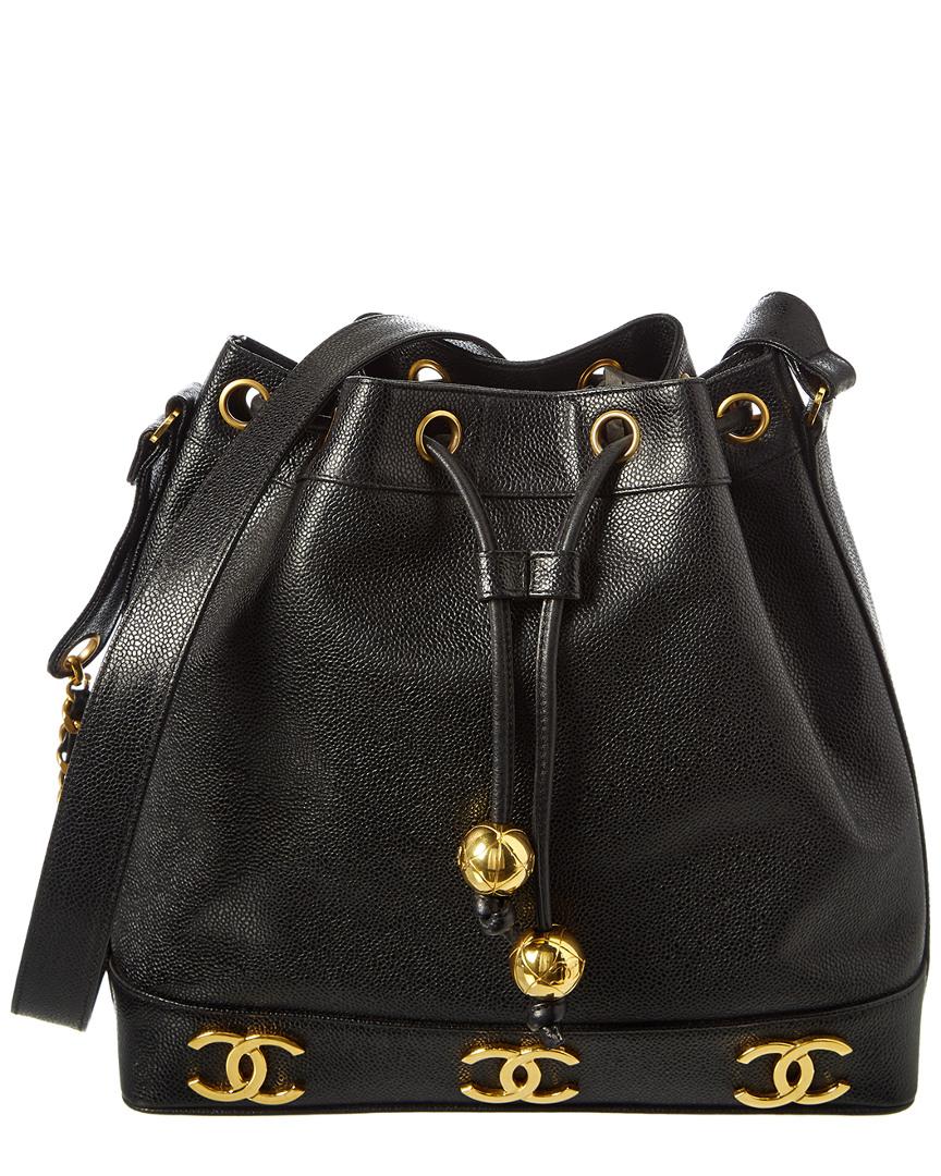 chanel black drawstring bag