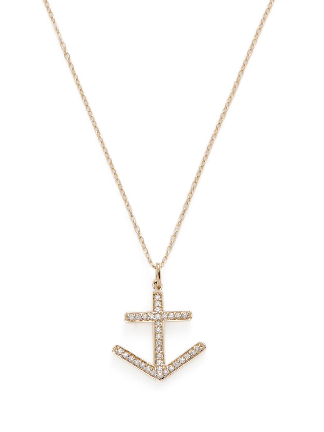 Lyst Nephora 14k Yellow Gold Pave Diamond Anchor Pendant Gallery